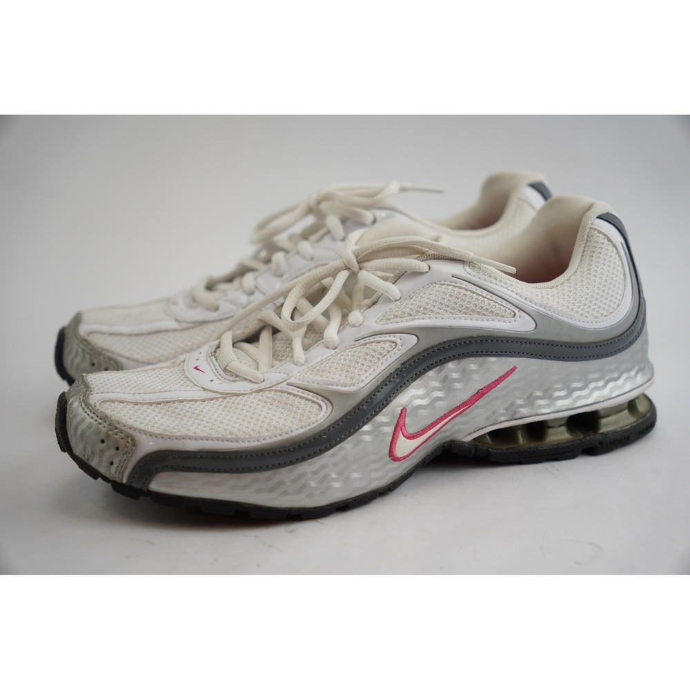 Nike Reax Run 5 Women Size 11 White Silver Pink Running Shoes 407987-116 Good